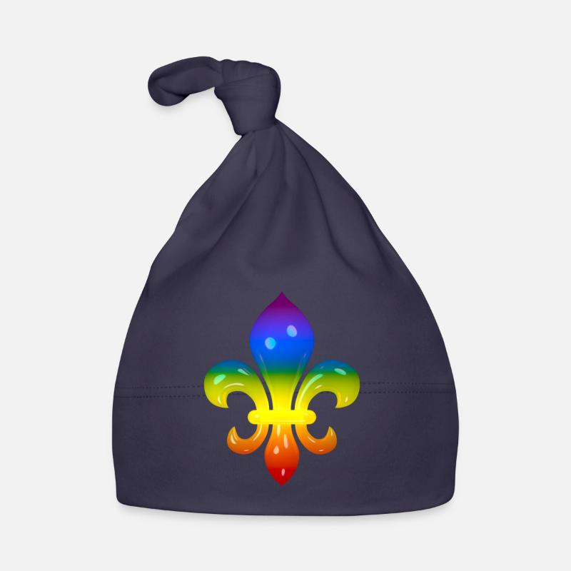 Fleur de Lys in rainbow colours Organic Baby Cap