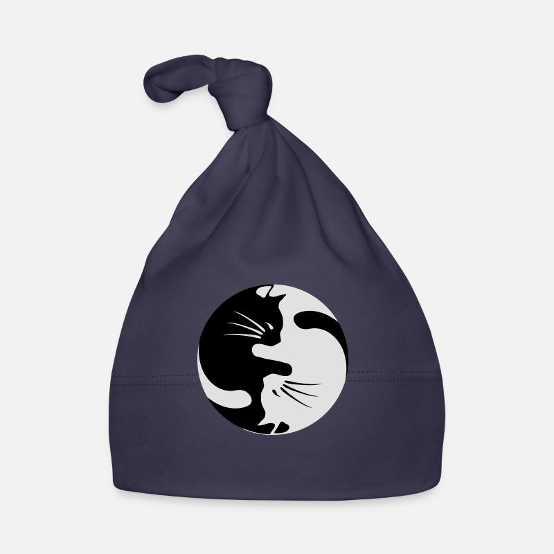 chat yin yang - Bonnet bio Bébé - marine
