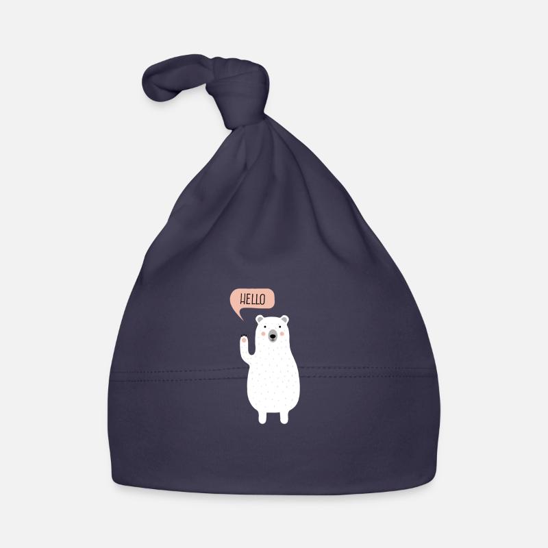 Ours polaire mignon, hiver, noël, - Bonnet bio Bébé - marine