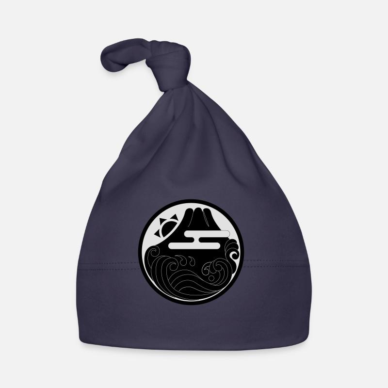 motif japonais "Fuji et Wave" - Bonnet bio Bébé - marine
