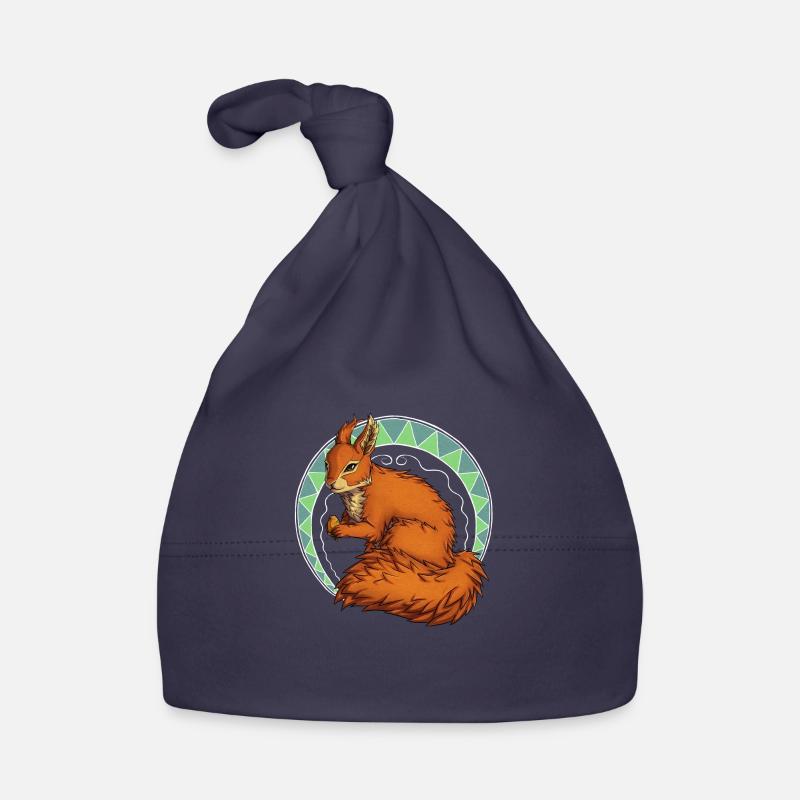Red squirrel pattern Organic Baby Cap