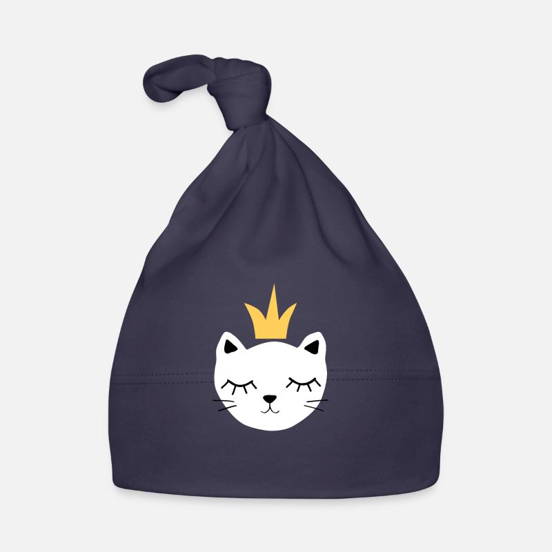 Weiße Katze mit Krone Baby Bio-Mütze