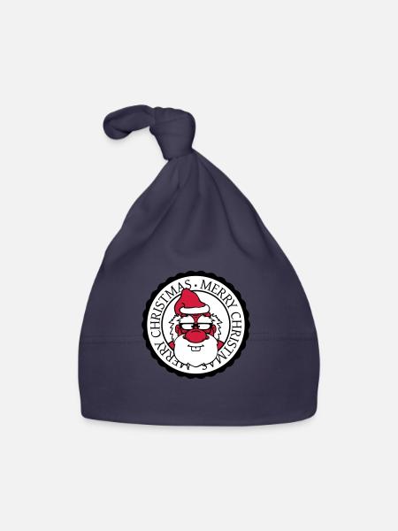 santa claus round circle stamp nikolaus weihnac - Organic Baby Cap - navy - Front