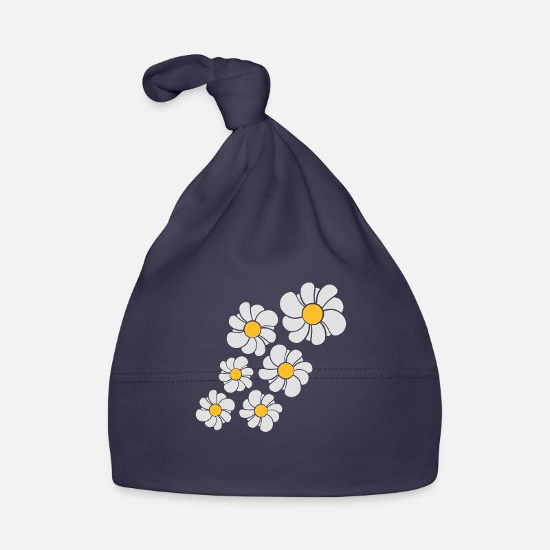 pattern design blue flower daisy buttercup daisy b Organic Baby Cap