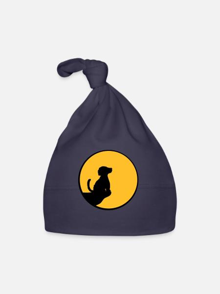Mond Klippe sitzender Hund - Baby Bio-Mütze - Navy - Vorne