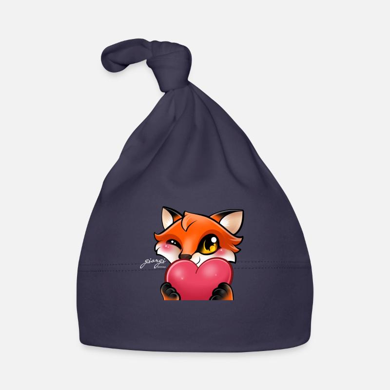 Heart Fox for dark articles Organic Baby Cap