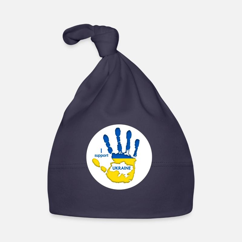 Print I Support Ukraine round Organic Baby Cap