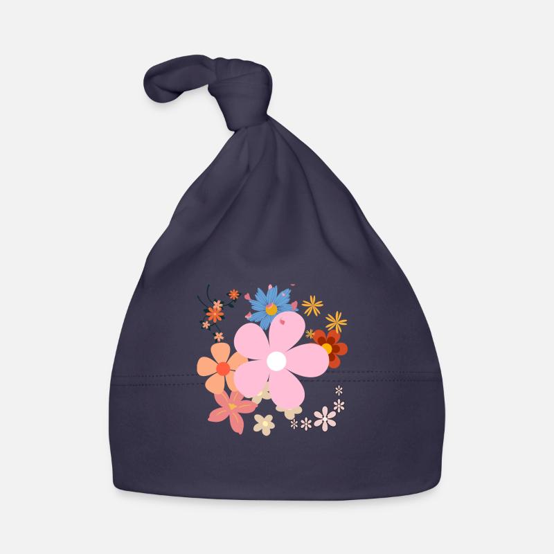 FLORAL - Bonnet bio Bébé - marine