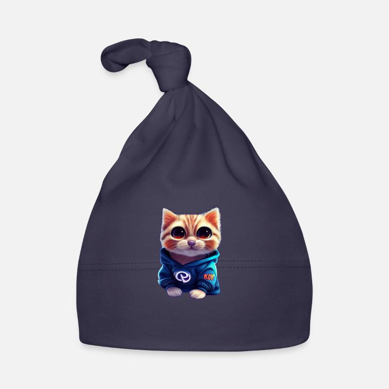 Baby Katze mit Pullover - Baby Bio-Mütze - Navy