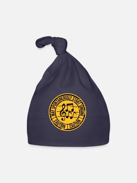may spontaneously start singing - Organic Baby Cap - navy - Front