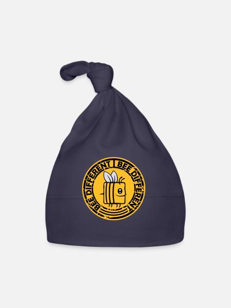 bee different saying quote - Organic Baby Cap - navy - Front