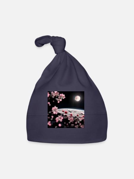 Cherry Tree on the Moon - Baby Bio-Mütze - Navy - Vorne