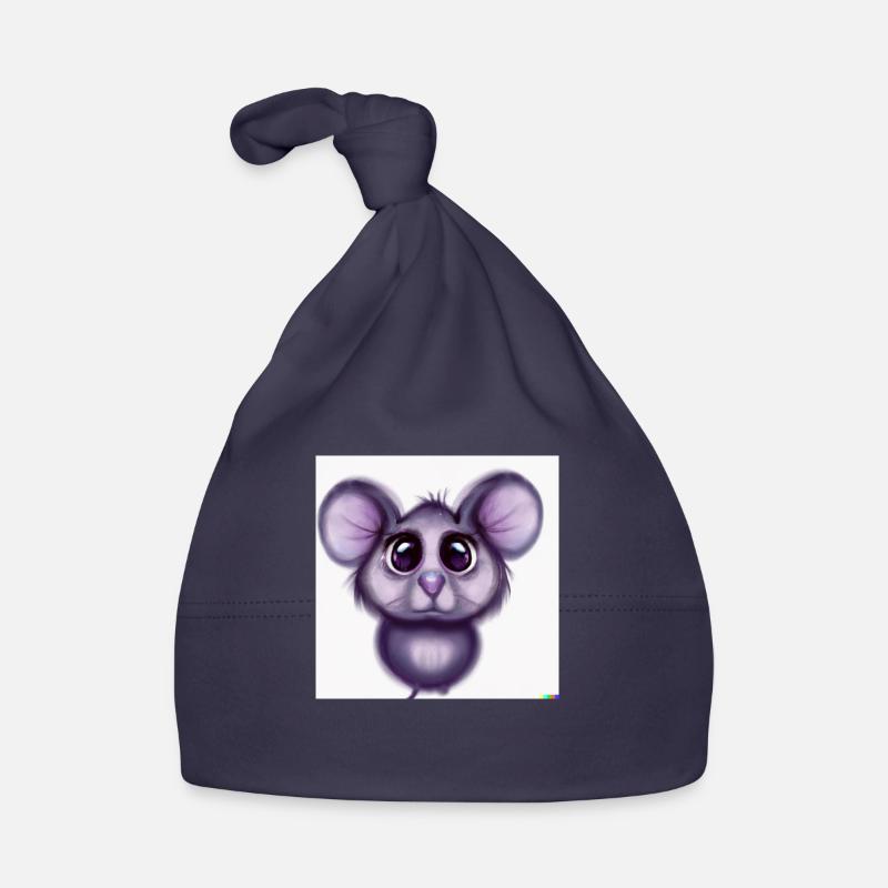 Souris triste - Bonnet bio Bébé - marine