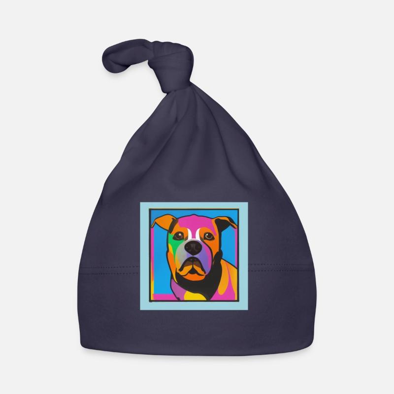 Chien Pop Art - Bonnet bio Bébé - marine