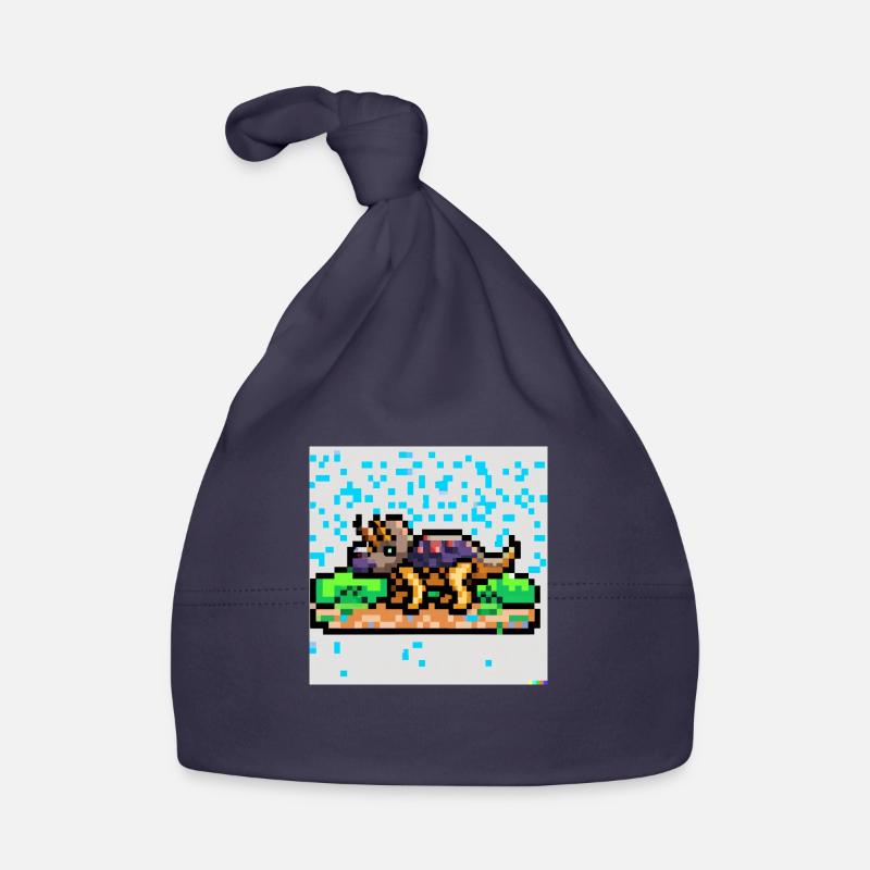 Triceratops pixel art - Bonnet bio Bébé - marine