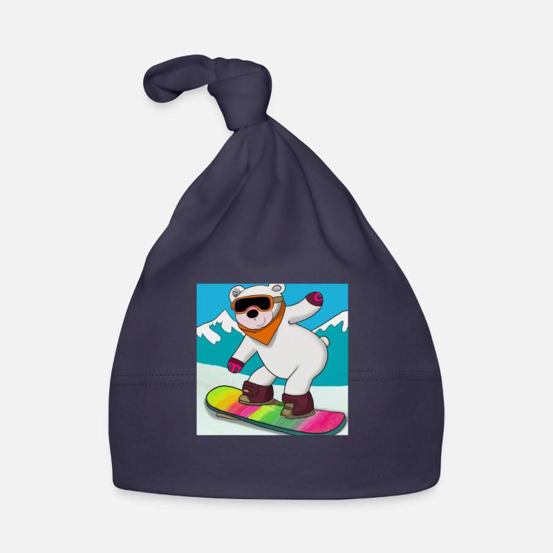 Cool Polar Bear Rides Snowboard V2 Cadeau Bonnet bio Bébé