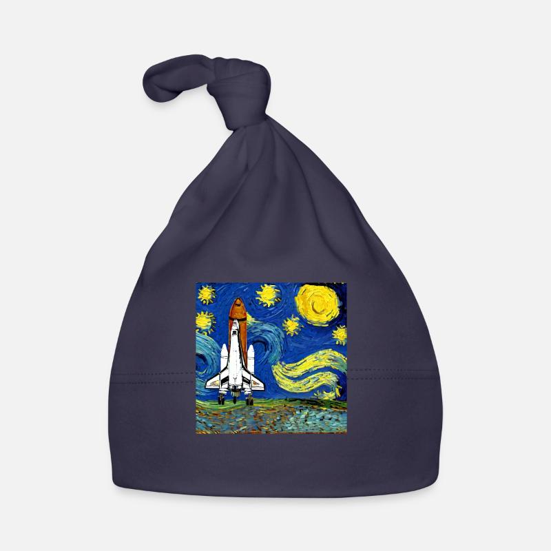 Space Shuttle Van Gogh - Organic Baby Cap - navy