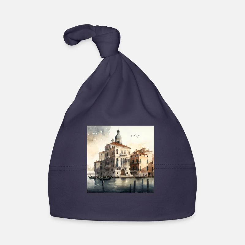 Venice Aquarell Gondolas Organic Baby Cap