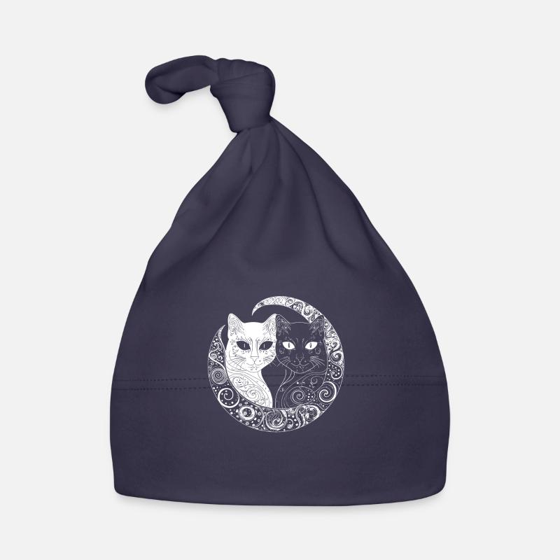 Yin and Yang cats, white and black with patterns Organic Baby Cap