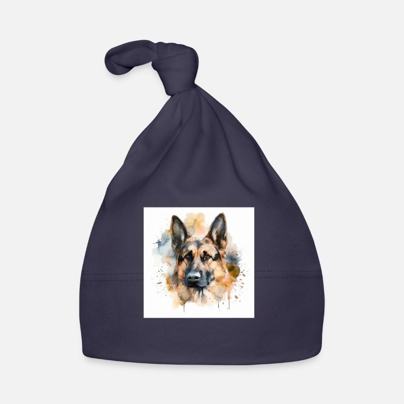 Hundekopf Deutscher Schäferhund, Illustration Baby Bio-Mütze