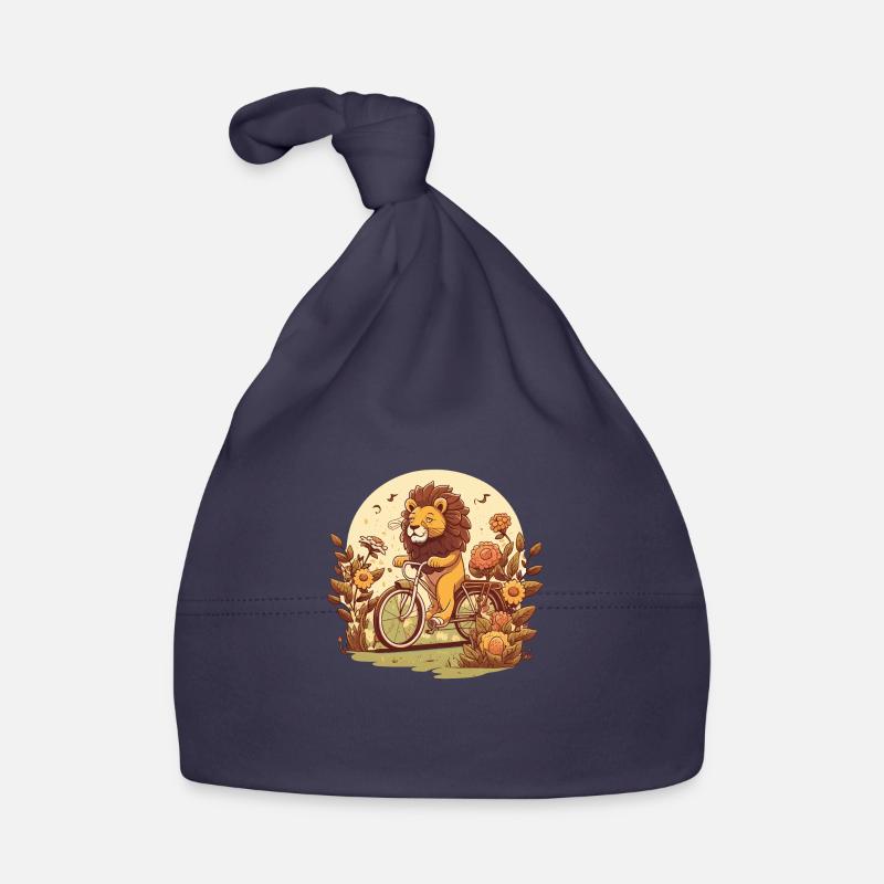 Lion à vélo Bonnet bio Bébé