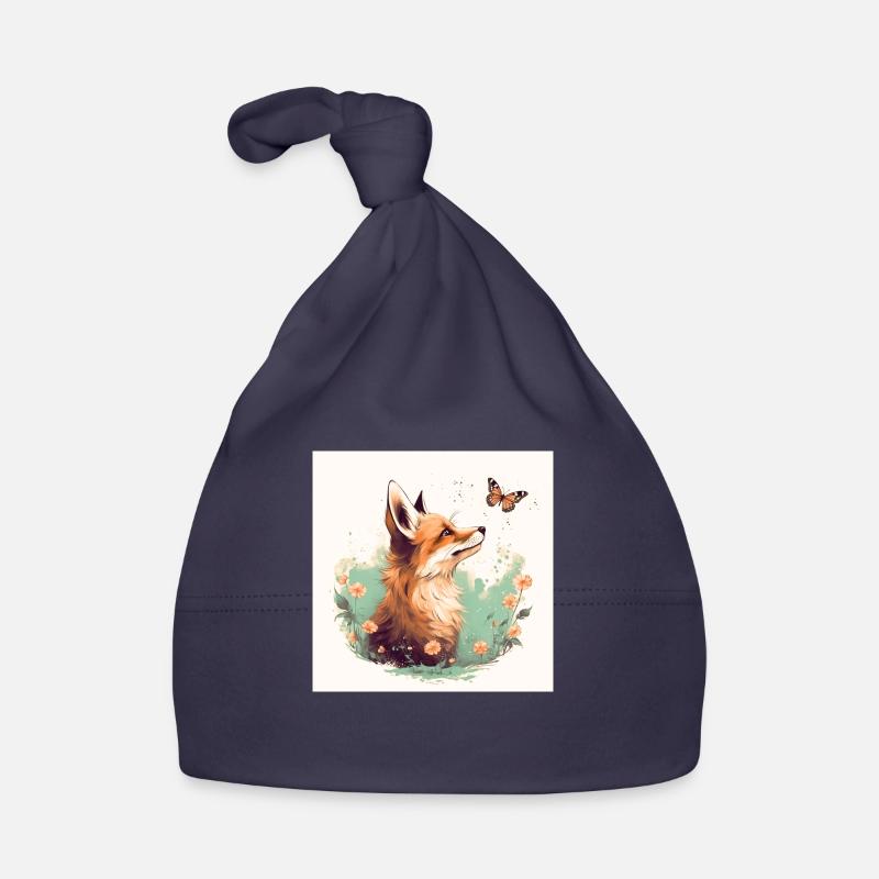 Fox with butterfly Organic Baby Cap