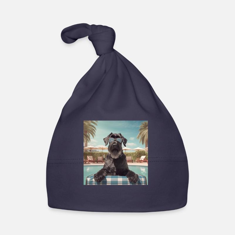 Schnauzer géant avec lunettes de soleil en vacances Bonnet bio Bébé