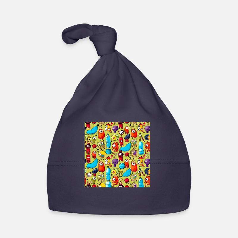 Happy Monsters Pattern Organic Baby Cap