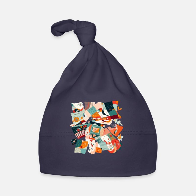 Patchwork aus Stoff - Baby Bio-Mütze - Navy