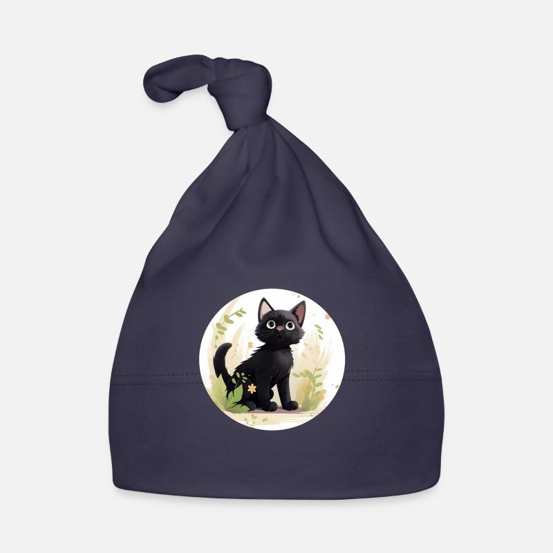 Cute black cat with summery background Organic Baby Cap