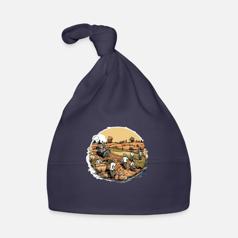 Travaux aux champs vintage - Bonnet bio Bébé - marine