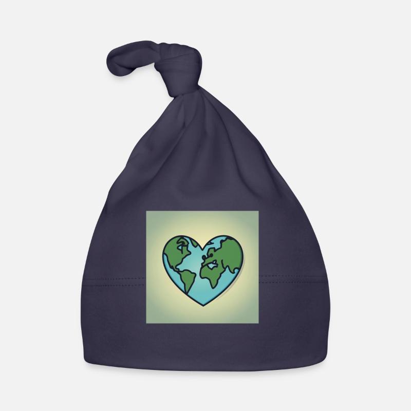 Un monde durable en forme de cœur - Bonnet bio Bébé - marine