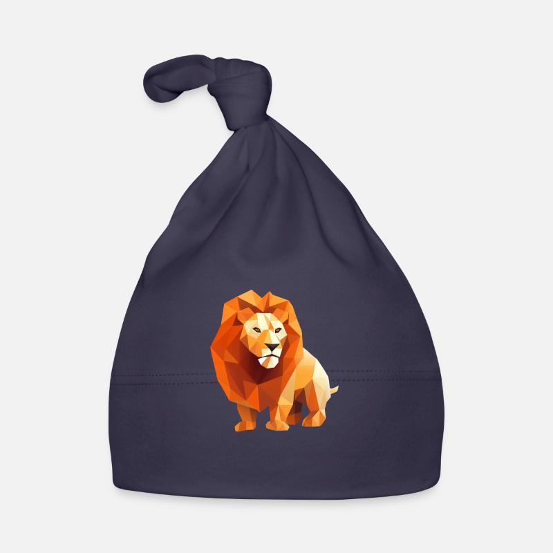 Conception de logo Lion Head Low Poly Bonnet bio Bébé