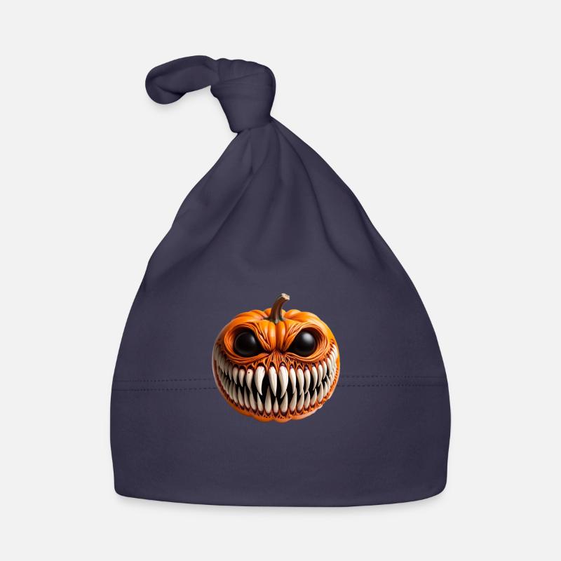 Citrouille dHalloween transformée en un monstre - Bonnet bio Bébé - marine