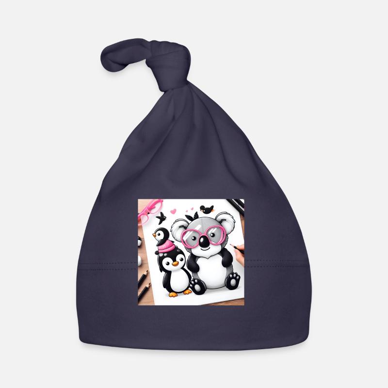 Koala et pingouin Bonnet bio Bébé