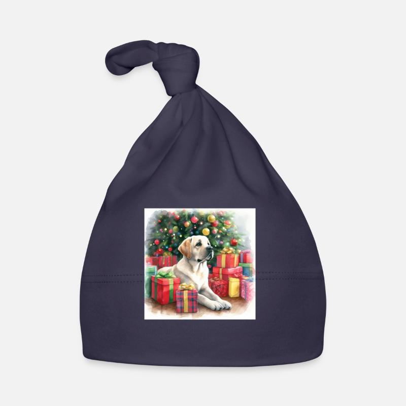 Golden Retriever à Noël - Bonnet bio Bébé - marine