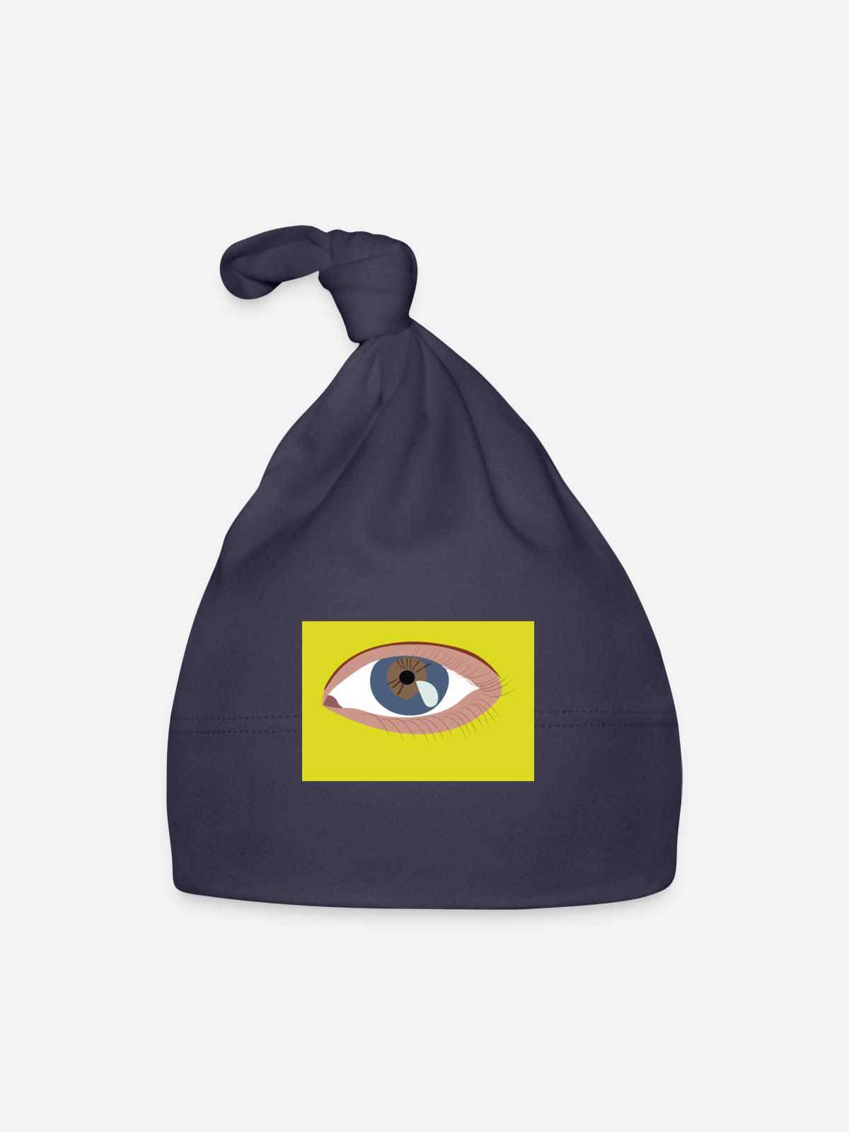 Oeil - Bonnet bio Bébé - marine - Devant