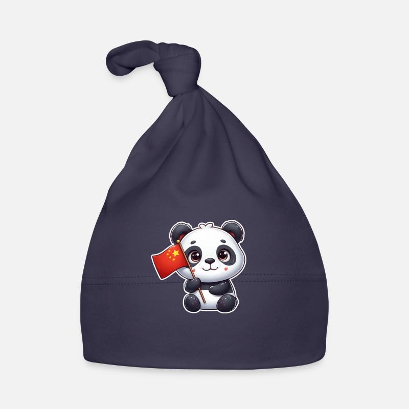 Panda mignon avec drapeau chinois Bonnet bio Bébé