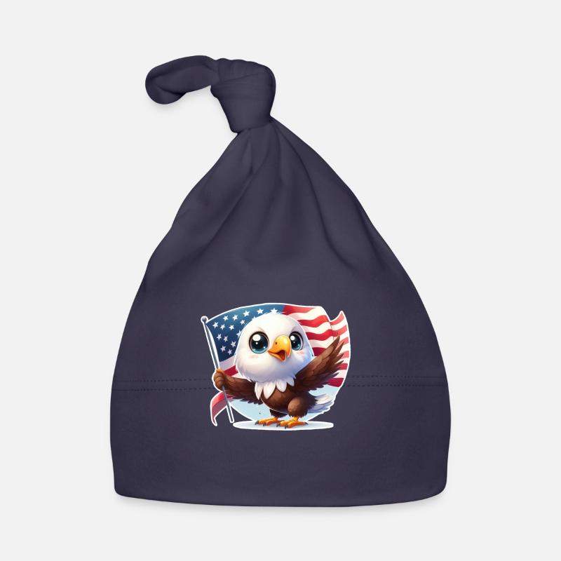 Pygargue à tête blanche mignon avec drapeau des États-Unis Bonnet bio Bébé