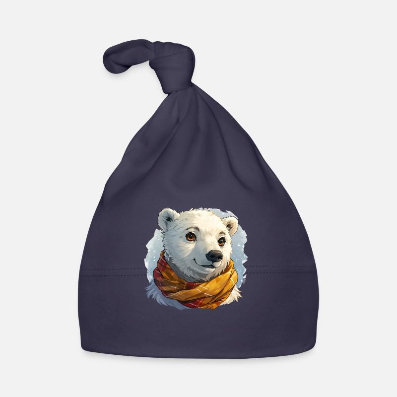 Eisbär mit Schal Baby Bio-Mütze