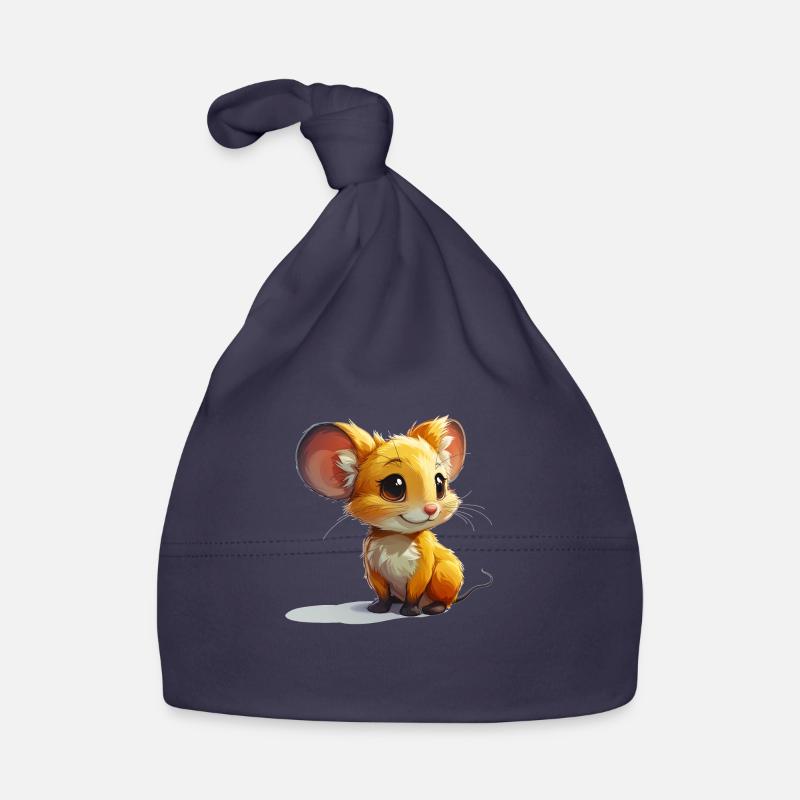 souris mignonne - Bonnet bio Bébé - marine