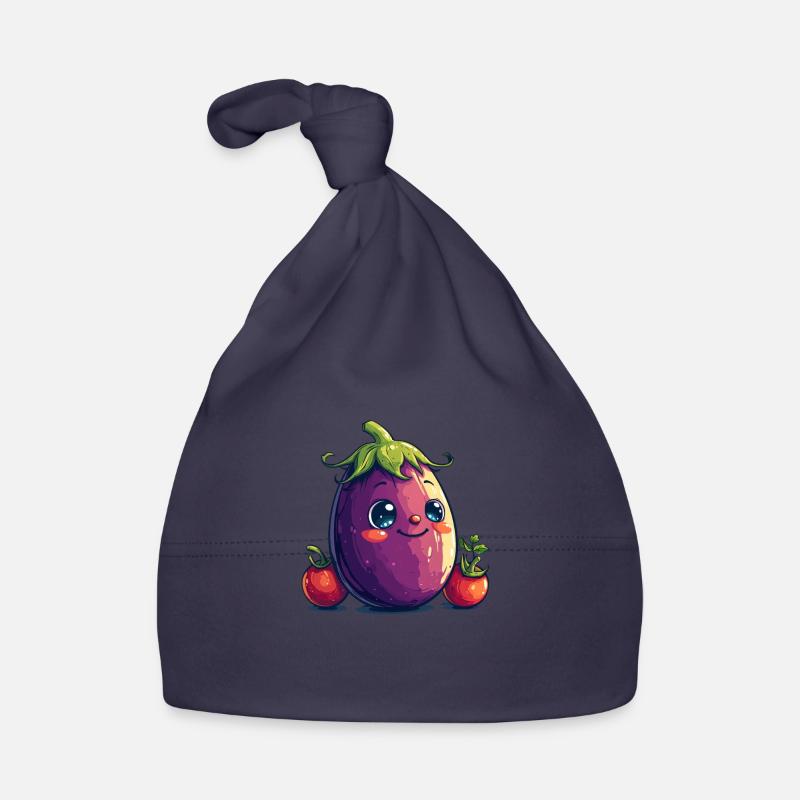 Eggplant Comic Face Organic Baby Cap