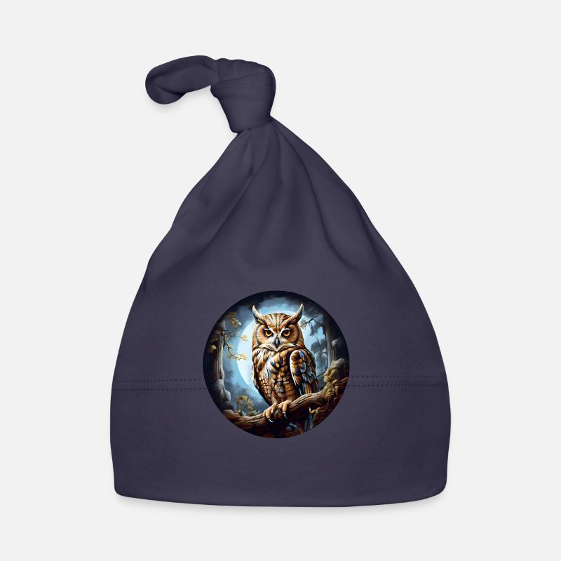 Große Eule - Baby Bio-Mütze - Navy