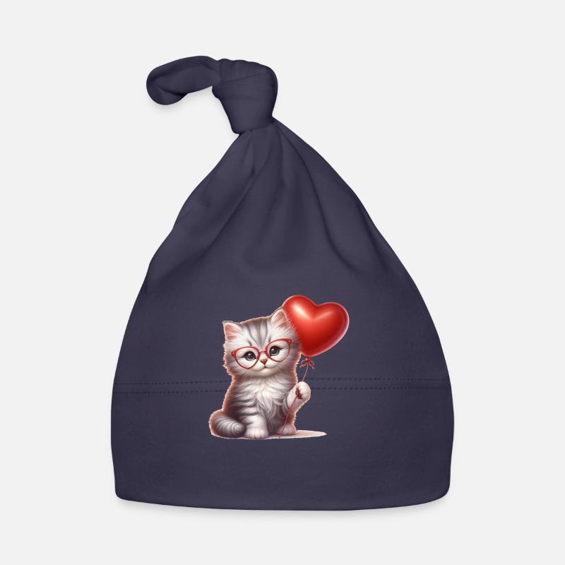 A cute kitten wearing glasses - Bonnet bio Bébé - marine