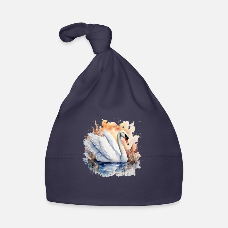 Cygne animal de puissance - Bonnet bio Bébé - marine