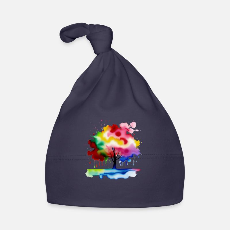 Tree - color splash - Organic Baby Cap - navy