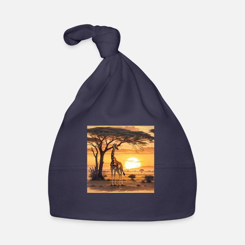 GIRAFE AU COUCHER DU SOLEIL Bonnet bio Bébé