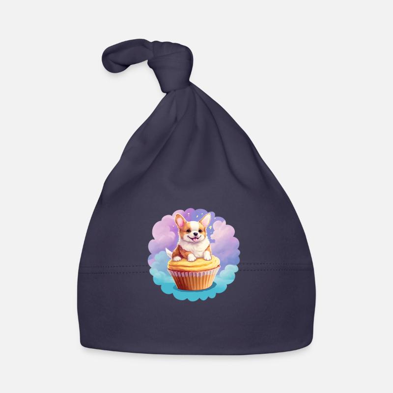 Cupcake corgi - Organic Baby Cap - navy