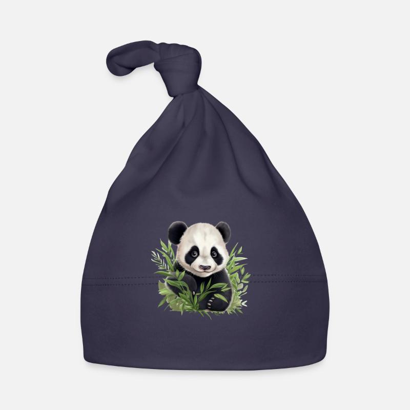 Süßer Panda schaut aus einem Busch Baby Bio-Mütze