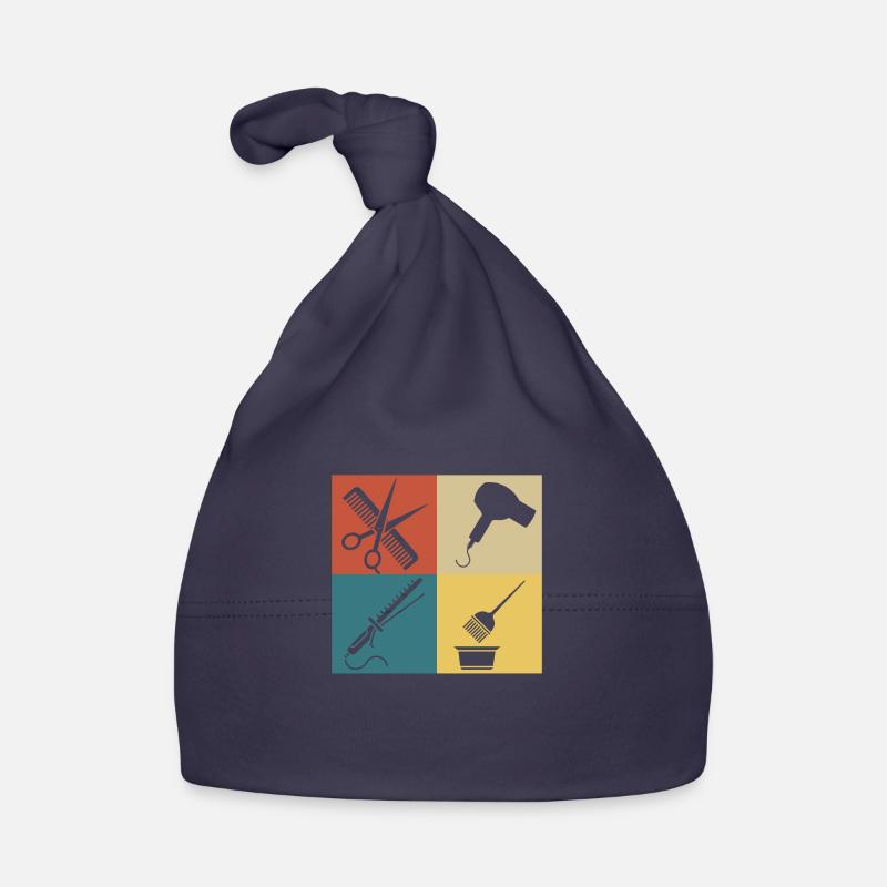 Coiffeur vintage rétro - Bonnet bio Bébé - marine